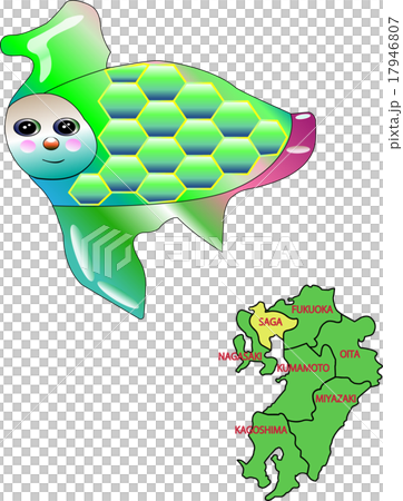 地図の動物　九州　佐賀　海亀 17946807