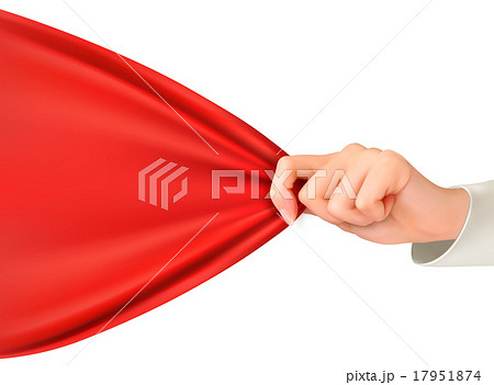 Hand Tugging A Red Cloth With Space For Text のイラスト素材