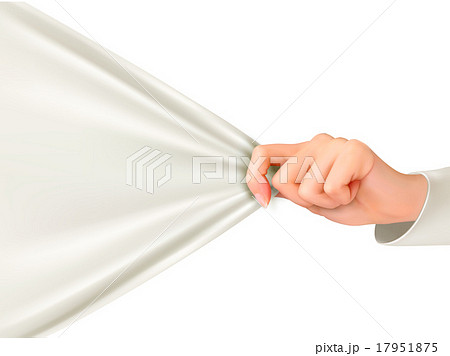 Hand Tugging A White Cloth With Space For Text Stock Illustration