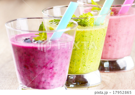 Blueberry shake on white table Blueberry shake on white table 17952865