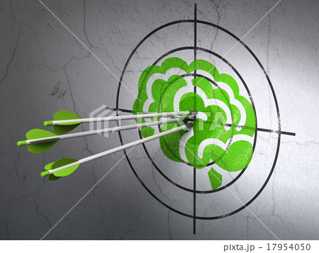 Science concept: arrows in Brain target on wall 17954050