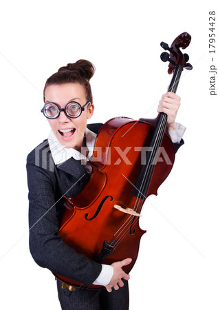 Businesswoman with violing isolated on white 17954428