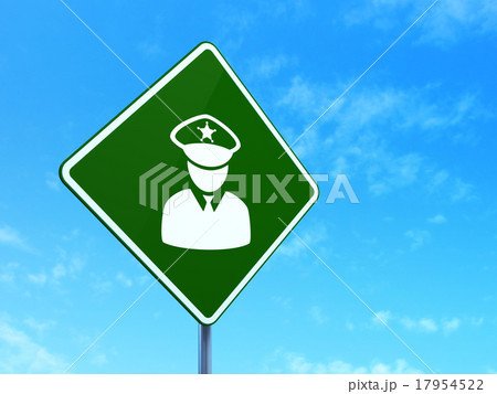 Law concept: Police on road sign background 17954522