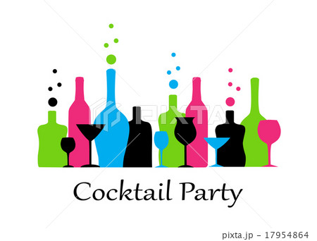 bright colorful bottles and glasses stand in a row 17954864