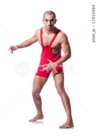 Young wrestler isolated on the white 17954984