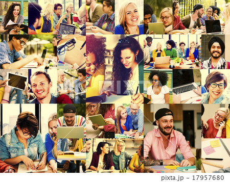 Diversity College Student Digital Devices Teamwork Concept 17957680