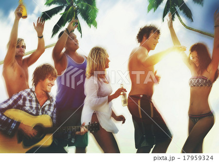Friends Summer Beach Party Dancing Vacation Concept 17959324