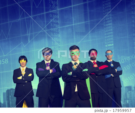 Superhero Business People Strength Cityscape Stock Exchange Conc Superhero Business People Strength Cityscape Stock Exchange Conc 17959957