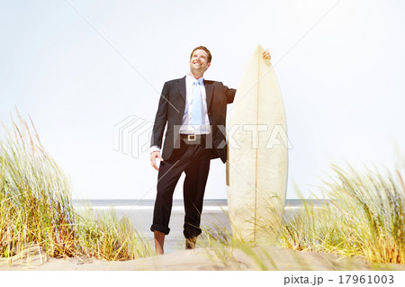 Businessman Relaxation Surfing Summer Beach Concept 17961003