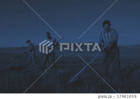 Mongolian Farmers Working Hard Agricultural Crop Concept 17961059