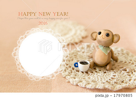 さるのコーヒータイム　写真の入る年賀状 17970805