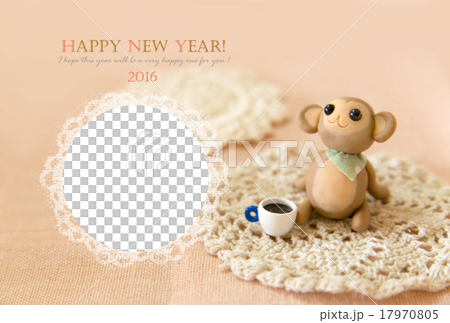 さるのコーヒータイム　写真の入る年賀状 17970805