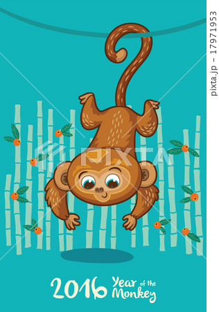 New Year card with Monkey for year 2016 New Year card with Monkey for year 2016 17971953