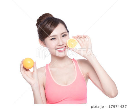 Woman show orange benefit health 17974427
