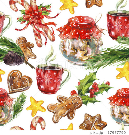 Watercolor Christmas seamless pattern with cookies 17977790