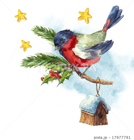 Watercolor vintage Merry Christmas and Happy New 17977791
