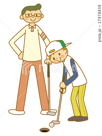 親子でゴルフのイラスト素材 1797