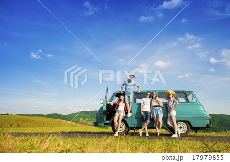 Young hipster friends on road trip 17979855