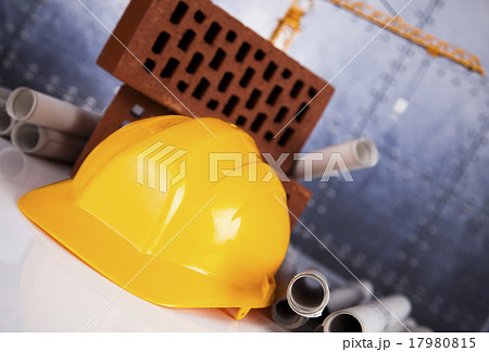 Construction site with cranes and building concept 17980815