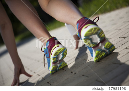 Woman fitness, Runner feet running . Woman fitness, Runner feet running . 17981198