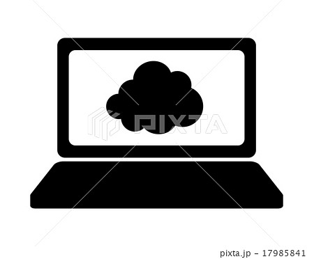 Pc画面に映るクラウドマークのイラスト素材