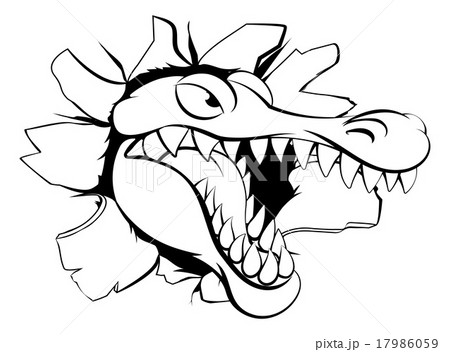 Alligator or crocodile breaking through background 17986059