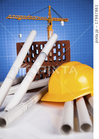 Architectural with Construction site and crane Architectural with Construction site and crane 17987861