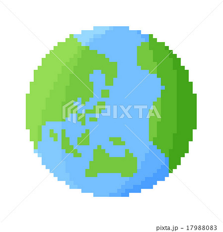 ドット絵の地球 イラストカット素材 背景透過png ピクセルアートのイラスト素材 17988083 Pixta