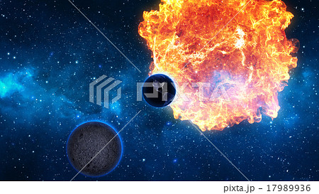 Planet Earth with sun in universe or space. Planet Earth with sun in universe or space. 17989936