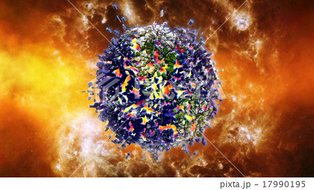 Earth burning or exploding after a global disaster 17990195