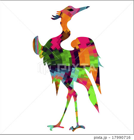 Lovely bird type stork in Japanese style, colored 17990716