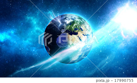Planet Earth with asteroid in universe or space Planet Earth with asteroid in universe or space 17990755