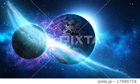 Planet Earth with asteroid in universe or space Planet Earth with asteroid in universe or space 17990758
