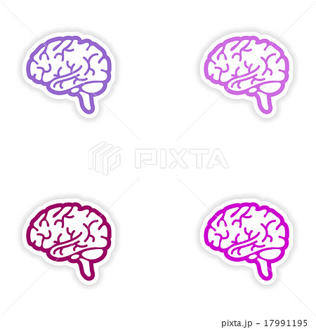 Set of paper stickers on white background human 17991195