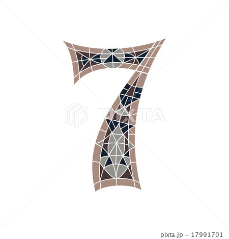 Low poly number 7 in brown mosaic polygon 17991701