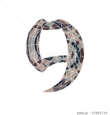 Low poly number 9 in brown mosaic polygon Low poly number 9 in brown mosaic polygon 17991714