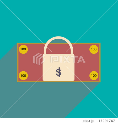 Flat with shadow icon lock and dollar 17991787