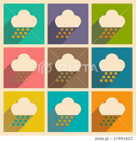 Flat with shadow icon concept cloud and rain of Flat with shadow icon concept cloud and rain of 17991822
