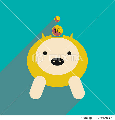 Flat with shadow icon piggy bank coins and dollars 17992037