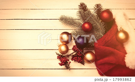 Baubles and Santa Claus hat 17993862