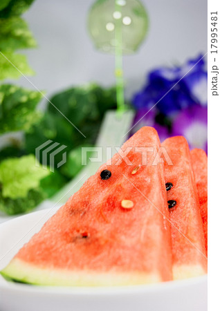 夏の朝顔と西瓜と風鈴 夏の朝顔と西瓜と風鈴 17995481