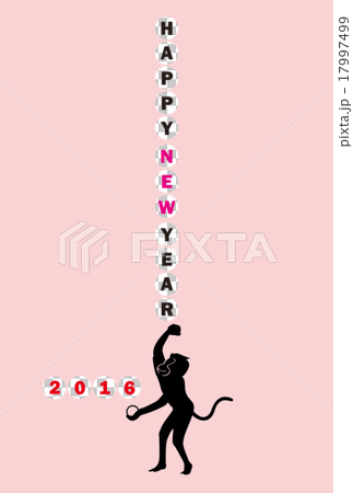 新年卡2016年 - 猴子的球投擲(垂直寫作 - 粉紅色背景 - 明信片模板) 新年卡2016年 - 猴子的球投擲(垂直寫作 - 粉紅色背景 - 明信片模板) 17997499