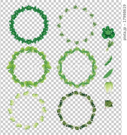 Vegetable frame (round · broccoli, radish,... - Stock Illustration ...