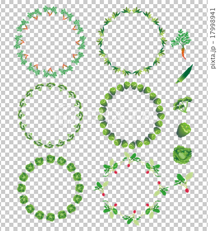 野菜フレーム（丸・ニンジン、オクラ、パセリ、ピーマン、レタス、ラディッシュ） 17998941
