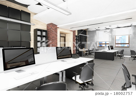 Empty office work place visualization Empty office work place visualization 18002757