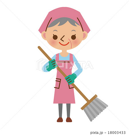 シニア女性の働くイメージ 清掃スタッフ のイラスト素材