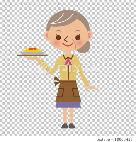 Senior woman working as a restaurant staff Senior woman working as a restaurant staff 18003435