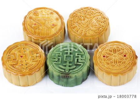 Moon cake on white background Moon cake on white background 18003778