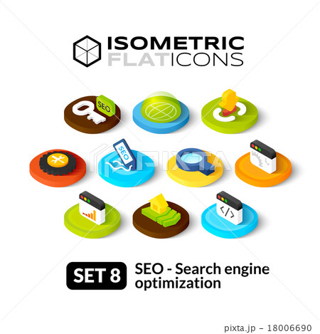 Isometric flat icons set 8 18006690