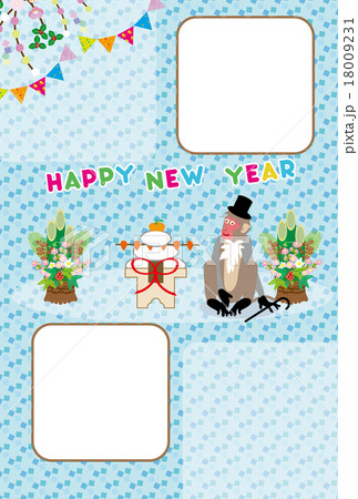 お洒落な紳士の猿のイラスト写真フレーム年賀状のイラスト素材